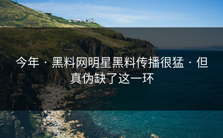 今年 · 黑料网明星黑料传播很猛 · 但真伪缺了这一环