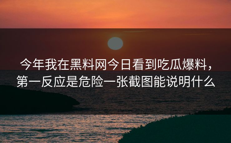 今年我在黑料网今日看到吃瓜爆料，第一反应是危险一张截图能说明什么