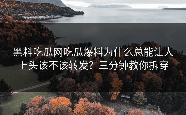 黑料吃瓜网吃瓜爆料为什么总能让人上头该不该转发？三分钟教你拆穿