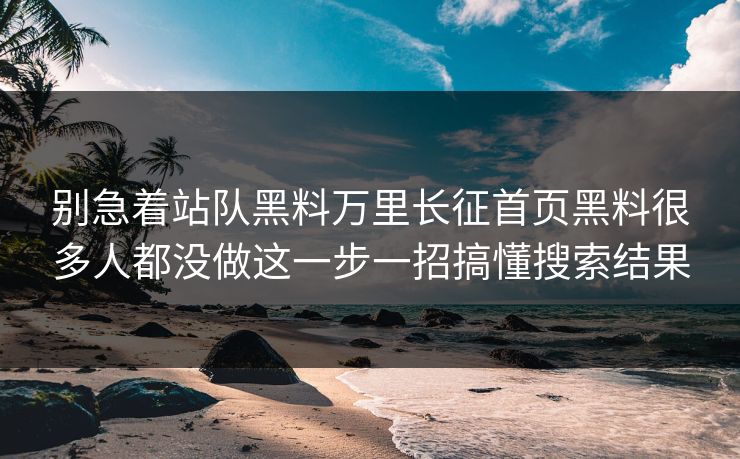 别急着站队黑料万里长征首页黑料很多人都没做这一步一招搞懂搜索结果