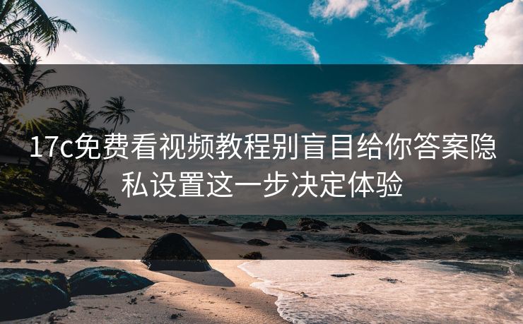 17c免费看视频教程别盲目给你答案隐私设置这一步决定体验